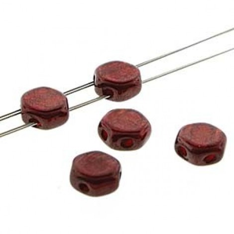 6mm Cz Honeycomb Beads - Ruby Red Wine - Pack of 30