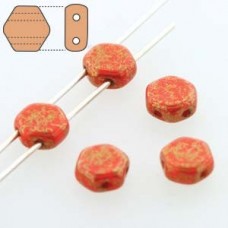 6mm Cz 2-Hl Honeycomb Beads - Red Lumi - Pack of 30