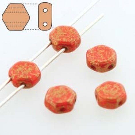 6mm Cz 2-Hl Honeycomb Beads - Red Lumi - Pack of 30
