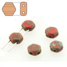 6mm Cz 2-Hl Honeycomb Beads - Red Travertine - Pack of 30