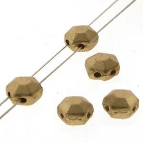6mm Honeycomb Jewel Beads - Chiseled Brz Pale Gold- Pack of 30