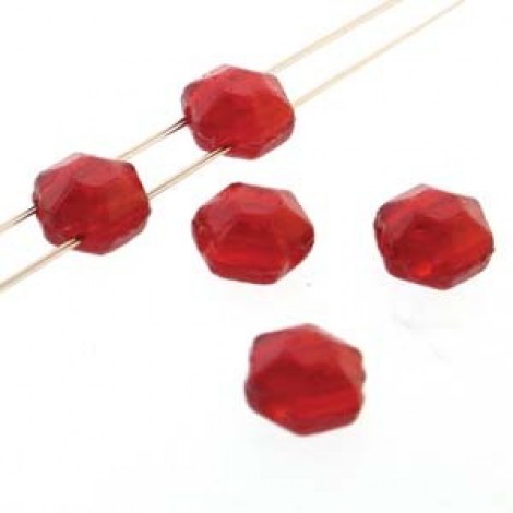 6mm Honeycomb Jewel Beads - Chiseled Ruby- Pack of 30