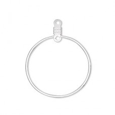 26mm Chandelier Earring Bead Hoops - Silver Plated