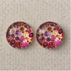 12mm Art Glass Backed Cabochons  - Love Hearts 11