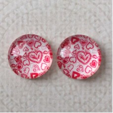 12mm Art Glass Backed Cabochons  - Love Hearts 4