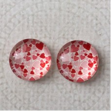12mm Art Glass Backed Cabochons  - Love Hearts 5