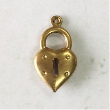 15mm Double Sided Heart Lock Brass Charm - Pack of 2