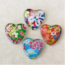 25mm Art Glass Backed Heart Cabochons - Heart Mix 24 - Pack of 4