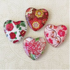 25mm Art Glass Backed Heart Cabochons - Heart Mix 25 - Pack of 4