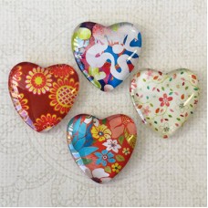 25mm Art Glass Backed Heart Cabochons - Heart Mix 8 - Pack of 4