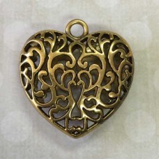 50mm Gold Plated Tibetan Style Filigree Heart Pendant