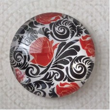 25mm Art Glass Backed Cabochons - Love Hearts Design 1 - Each