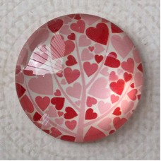 25mm Art Glass Backed Cabochons - Love Hearts Design 5 - Each