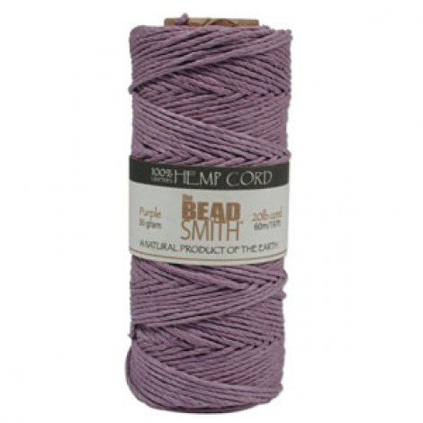 1mm (20lb) Beadsmith Natural Hemp Cord - 60m - Purple
