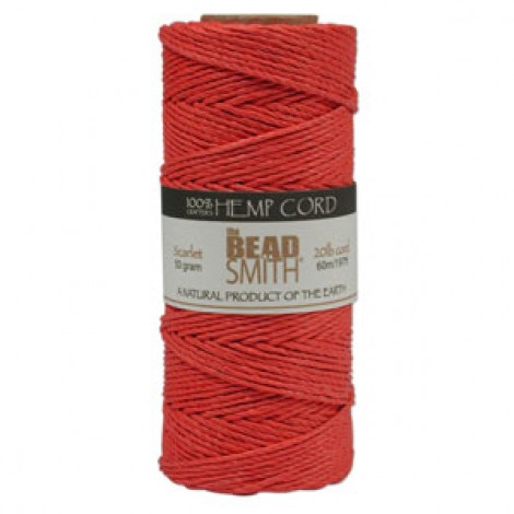 1mm (20lb) Beadsmith Natural Hemp Cord - 60m - Scarlet