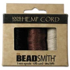 .5mm (10lb) Beadsmith Hemp Cord - 3 Mini-Spools - Neutral Colours