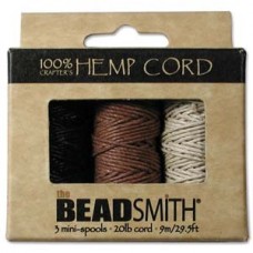 1mm (20lb) Beadsmith Hemp Cord - 3 Mini-Spools - Neutral Colours