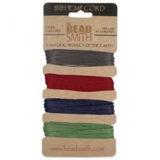 .5mm (10lb) Beadsmith Dark Colours Hemp Cord - 4 colour card (36m)