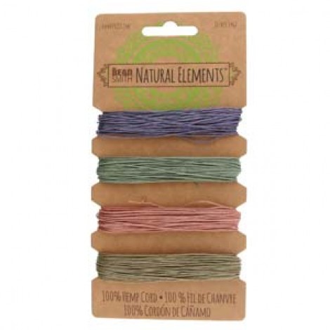 0.5mm (10lb) Beadsmith Vintage Shades Hemp Cord - 4 colour card (36m)
