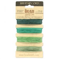 .5mm (10lb) Beadsmith Emerald Shades Hemp Cord - 4 colour card (36m)