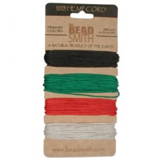 1mm (20lb) Beadsmith Hemp Cord - Primary Colours x 4 (36 metres)