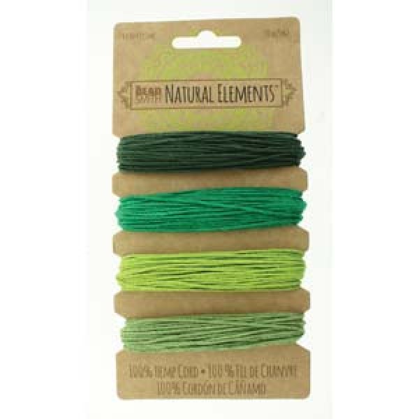 Beadsmith Hemp Cord 1mm Emerald Shades x 4 Hemp + Bamboo Cord