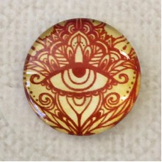 20mm Art Glass Cabochons - Henna Tattoo Design 12 - Each