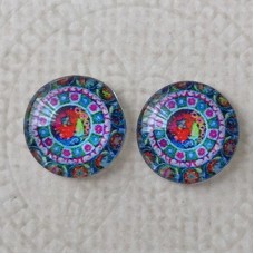 12mm Art Glass Backed Cabochons  - Hippy Series 11
