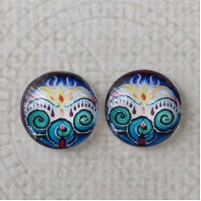 12mm Art Glass Backed Cabochons  - Hippy Series 12