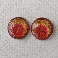 12mm Art Glass Backed Cabochons  - Hippy Series 7