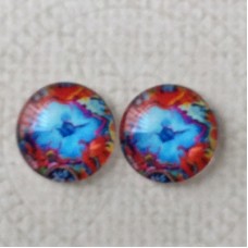 12mm Art Glass Backed Cabochons  - Hippy Series 9