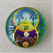 25mm Art Glass Backed Cabochons - Hippy Mix Design 2 - Each