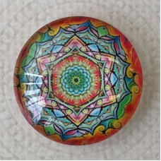 25mm Art Glass Backed Cabochons - Hippy Mix Design 5 - Each