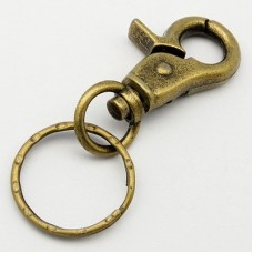 Antique Bronze Swivel Clip with Keyring