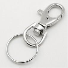 25x60mm Platinum Plated Swivel Clasp with Keyring