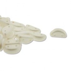 8x4mm Czech Half Moon 2-Hole Beads - Pastel White - Pack of 50