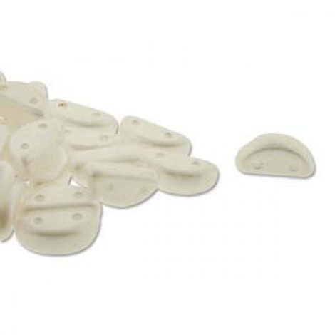 8x4mm Czech Half Moon 2-Hole Beads - Pastel White - Pack of 50 8x4mm Czech Half Moon 2-Hole Beads - Pastel White - Pack of 50