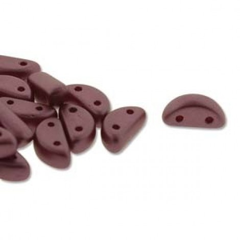 8x4mm Czech Half Moon 2-Hole Beads - Pastel Burgundy - Pack of 50