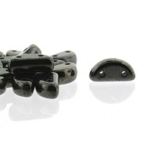8x4mm Czech Half Moon 2-Hole Beads - Jet Hematite - Pack of 50 8x4mm Czech Half Moon 2-Hole Beads - Jet Hematite - Pack of 50