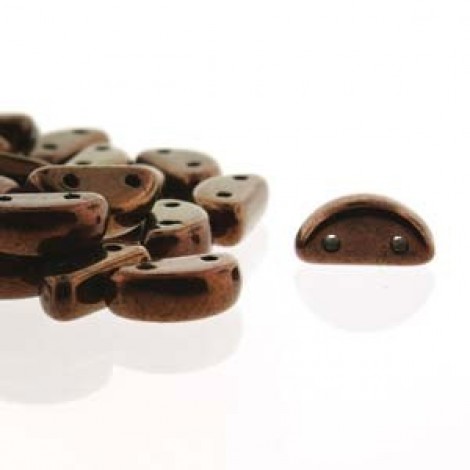 8x4mm Czech Half Moon 2-Hole Beads - Jet Bronze - Pack of 50 8x4mm Czech Half Moon 2-Hole Beads - Jet Bronze - Pack of 50