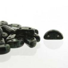 8x4mm Czech Half Moon 2-Hole Beads - Jet Picasso - Pack of 50