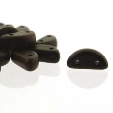 8x4mm Czech 2-Hole Half Moon Beads - Jet Matte Vega - Pack of 50