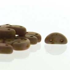 8x4mm Czech 2-Hole Half Moons - White Matte Travertine Red - Pack of 50