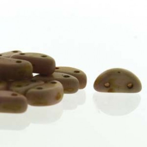 8x4mm Czech 2-Hole Half Moons - White Matte Travertine Red - Pack of 50 8x4mm Czech 2-Hole Half Moons - White Matte Travertine Red - Pack of 50