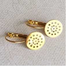 12mm Flat Pad Glue On or Sew On Leverback Earrings - Gold Plated 