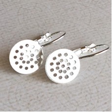 12mm Flat Pad Glue On or Sew On Leverback Earrings - Silver Plated 