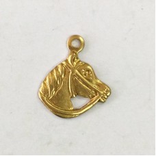 8mm Horse Head Raw Brass Charm - Pack of 10