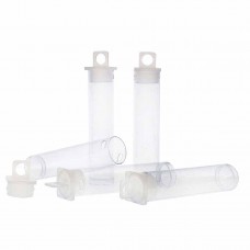 2.5x9/16" (63x14mm) Clear Plastic Vial w/Secure Hang Tab Lid - Pack of 10