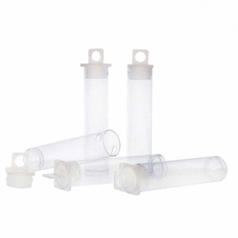 2.5x9/16" (63x14mm) Clear Plastic Vial w/Secure Hang Tab Lid - Pack of 10