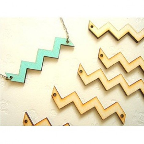75x20mm Unfinished Geometric Chevron Wood Pendants - Pack of 4